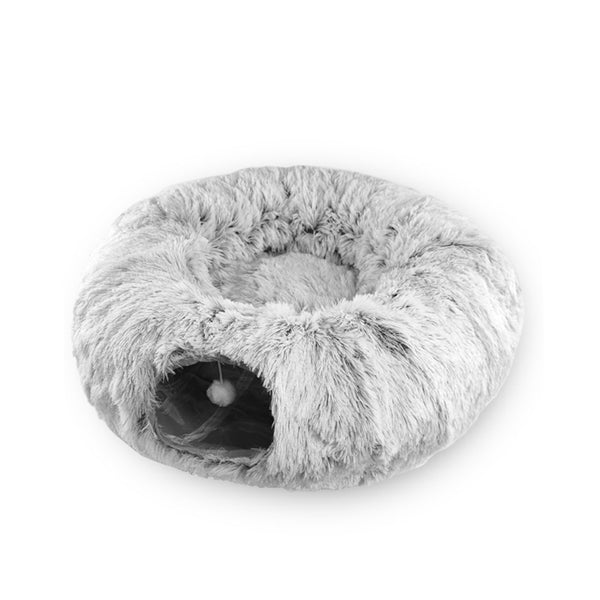 2 in 1 Foldable Plush Cat Bed with Tunnel